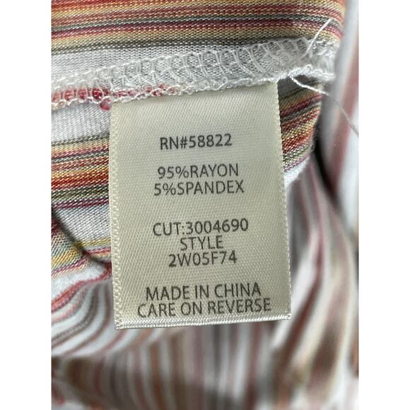 Max Studio Shirt Womens 2XL White Multi Stripe Side Tie Asymmetrical Hem - Picture 7 of 9